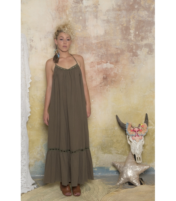 Robe longue Hippy Kaki - Collection Bohème Robe longue Hippy Kaki - Collection Bohème