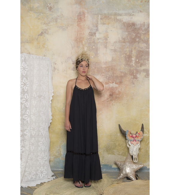 Robe longue Hippy Noir - Collection Bohème Robe longue Hippy Noir - Collection Bohème