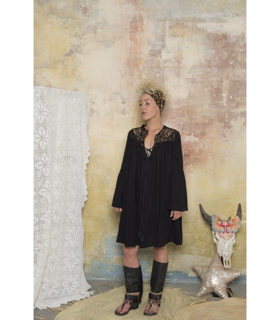 Robe Peace Noir - Collection Bohème Robe Peace Noir - Collection Bohème