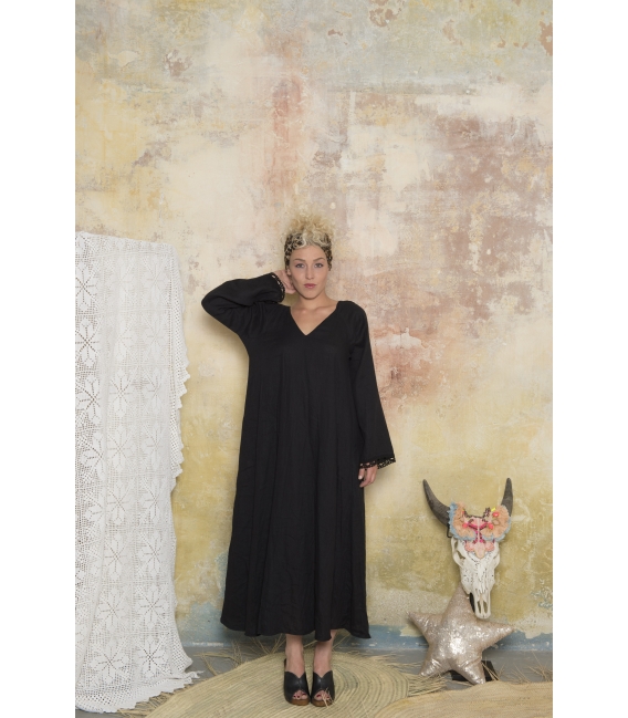 Robe longue Hortense Noir - Collection Bohème Robe longue Hortense Noir - Collection Bohème