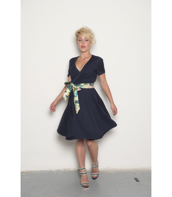 Robe Victoria navy flower - Collection Wall Street Robe Victoria navy flower - Collection Wall Street
