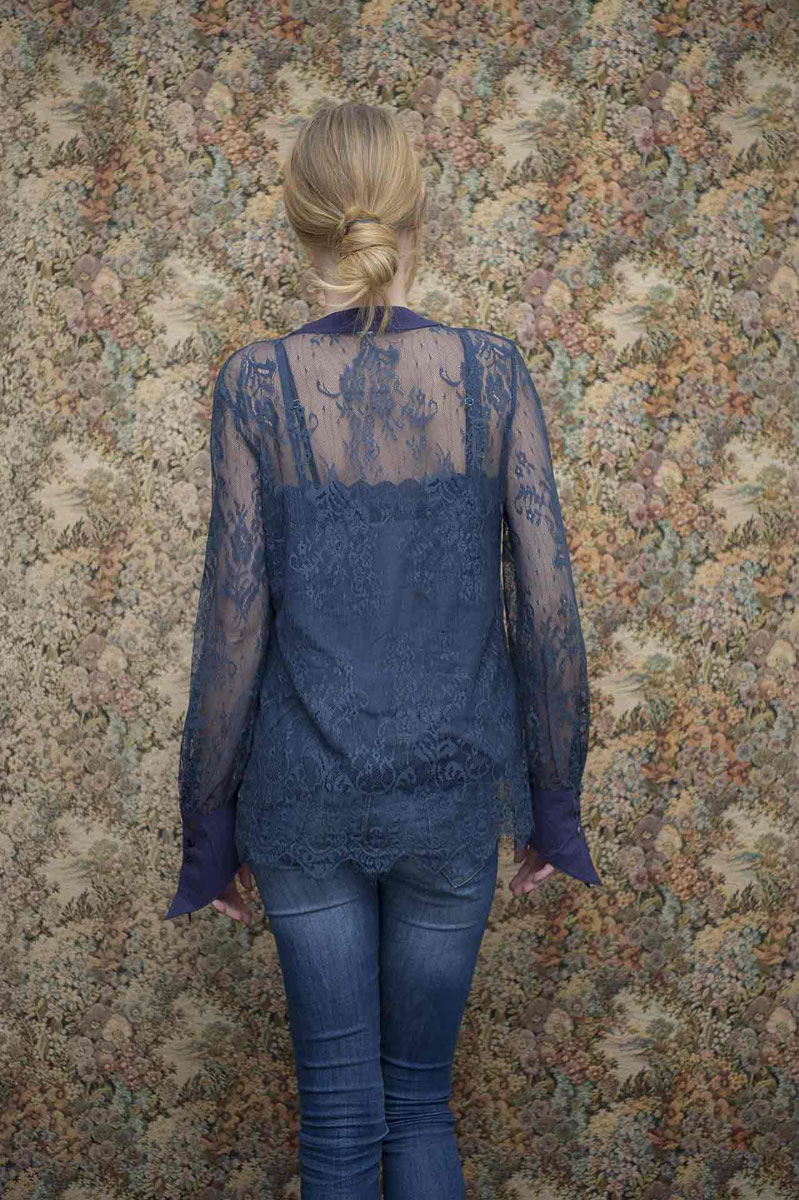 Chemise Rose Bleu Nuit - Collection Effeuillage Chemise Rose Bleu Nuit - Collection Effeuillage