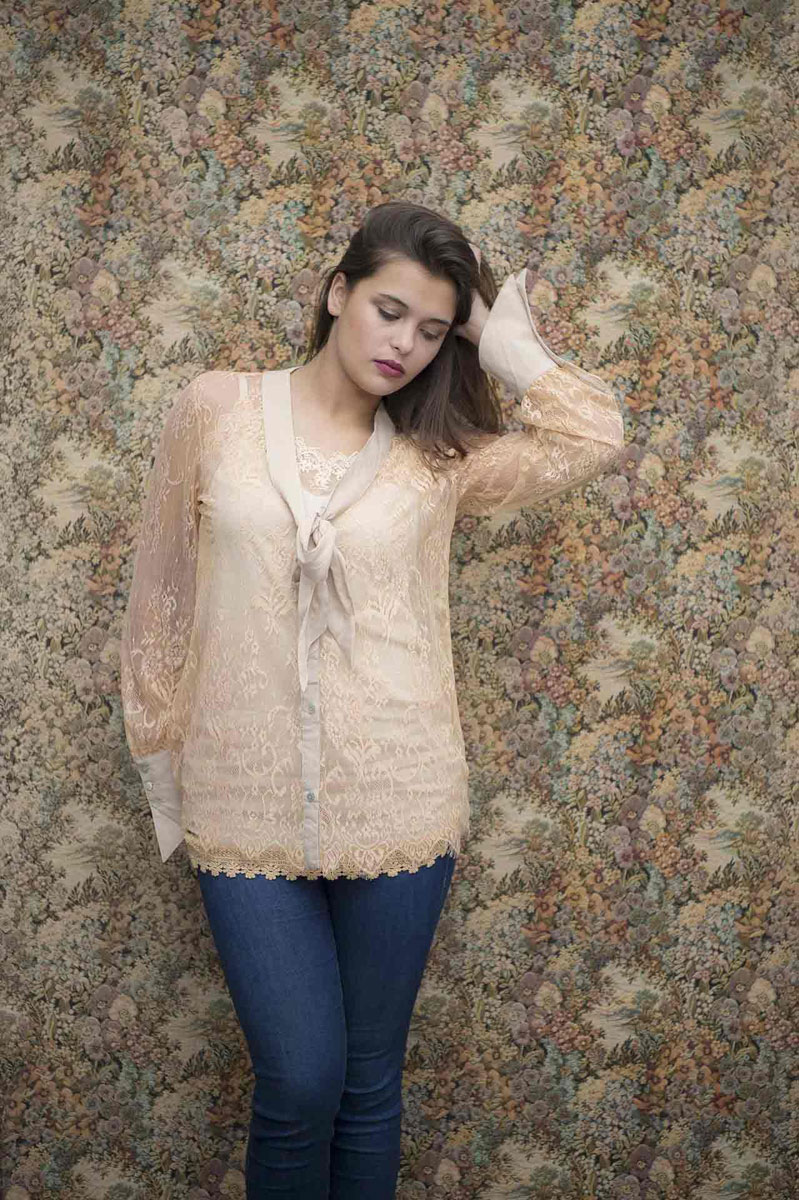 Chemise Rose Beige Pêche - Collection Effeuillage Chemise Rose Beige Pêche - Collection Effeuillage