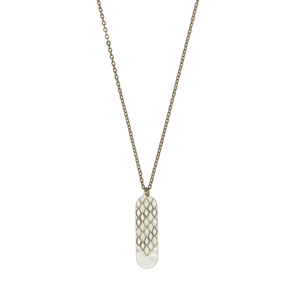 collier long signature plaqu argent