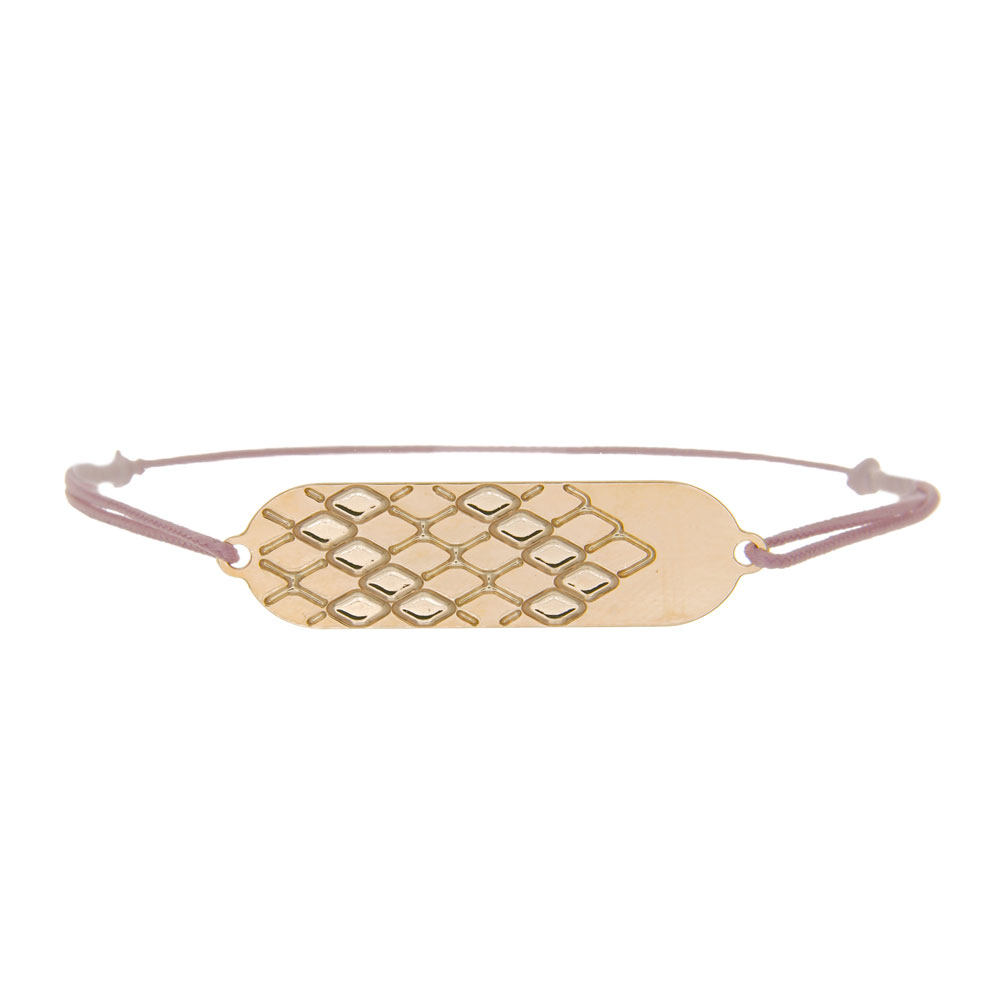 bracelet cordon signature plaqu or rose cordon rose