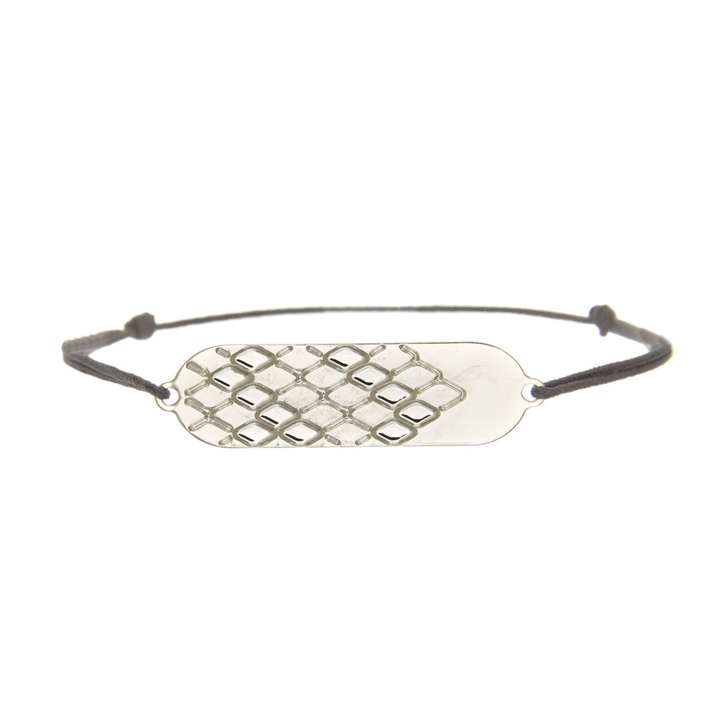 bracelet cordon signature plaqu argent cordon gris