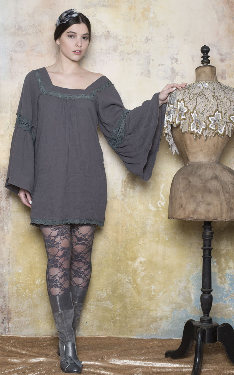 Tunique Appoline Grey - Collection Bohemian Vintage Tunique Appoline Grey - Collection Bohemian Vintage