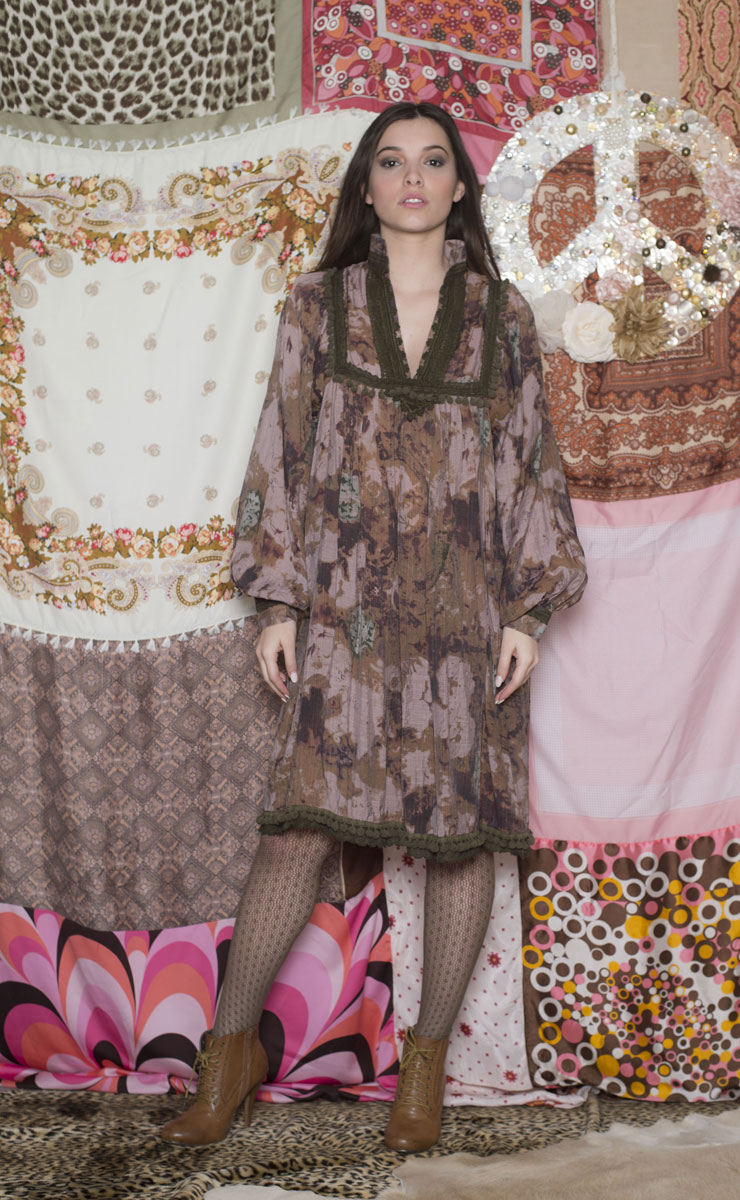 Robe Baba Kaki Flower - Collection Gypset Robe Baba Kaki Flower - Collection Gypset