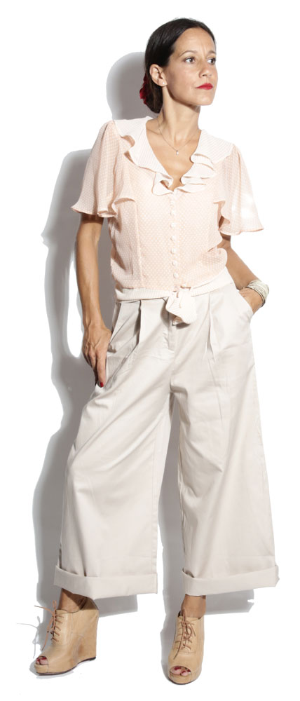 Pantalon Jeanne Léopard uni ( cream) - Power Girl Pantalon Jeanne Léopard uni ( cream) - Power Girl
