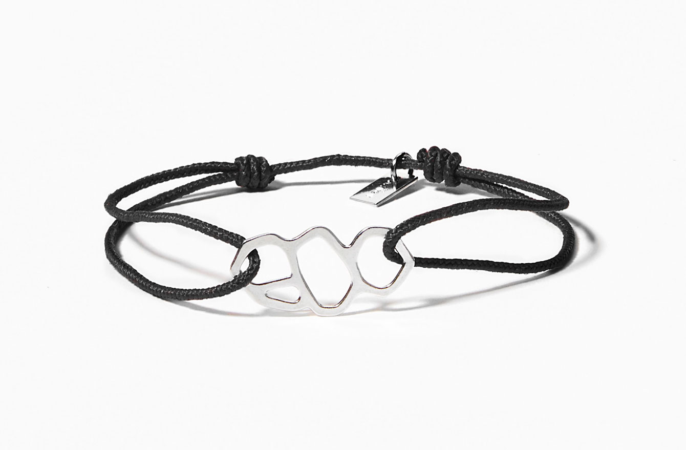 Bracelet lien Mucem noir plaqu argent