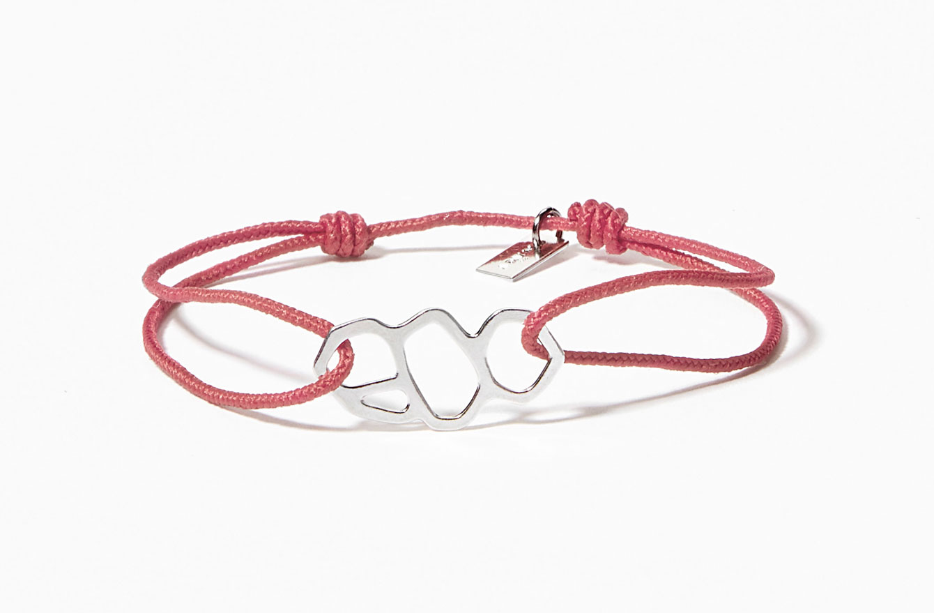 Bracelet lien Mucem rose poudré plaqué argent Bracelet lien Mucem rose poudré plaqué argent