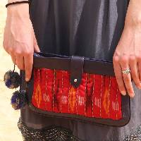 Sac pochette zipp�e en cuir Pelikan