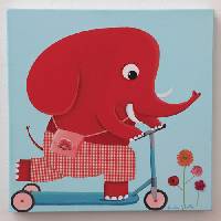 Tableau El�phant sur trottinette