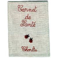 Prot�ge carnet de sant� en lin Deux petites coccinelles