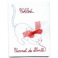 Prot�ge carnet de sant� Chat au ruban rouge