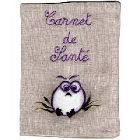 Prot�ge carnet de sant� en lin Chouette