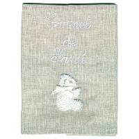 Prot�ge carnet de sant� en lin Ourson
