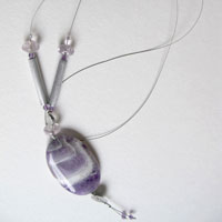 Sautoir pendentif acier et am�thyste