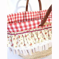 Panier de Marseille vichy rouge et beige
