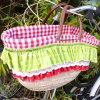 Panier de Marseille pois verts et rouges
