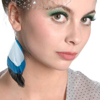 Boucles d'oreilles Plumes bleues