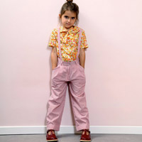 Pantalon � bretelles LUCCA rayures rouges