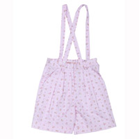 Short � bretelles MILANO vichy rose � fleurs