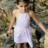 Robe dos nu NAPOLI vichy rose � fleurs