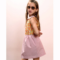 Robe col claudine ROMA fleurs oranges