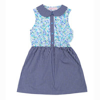 Robe col claudine ROMA fleurs bleues