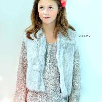 Gilet sans manche enfant en fourrure de lapin
