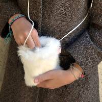 Pochette Vagabonde enfant  en fourrure de lapin
