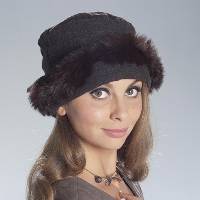 Chapeau Polka en laine bord� de fourrure de lapin