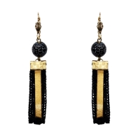 Boucles d'oreilles Rétro Noir et Or Boucles d'oreilles Rétro Noir et Or