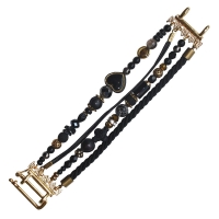 Manchette perles noir �b�ne