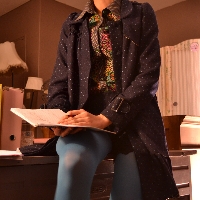 Manteau Elisabeth B. Navy pois bleus