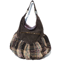 Sac � bandouli�re Guinguette Brown tissu �cossais
