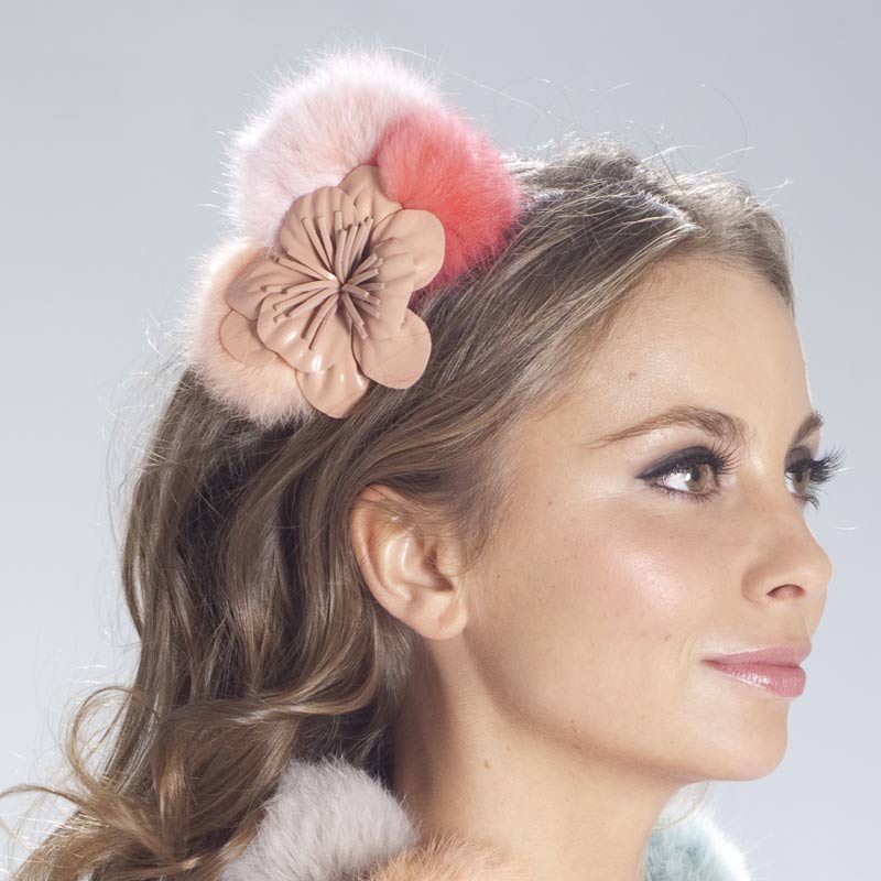 Serre-tête Poupée en fourrure de lapin et cuir Serre-tête Poupée en fourrure de lapin et cuir