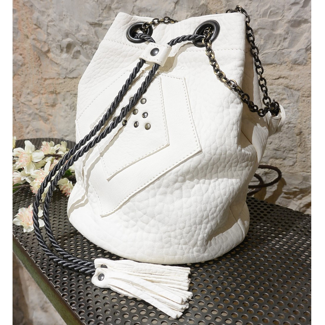 Sac seau zoizo cuir blanc