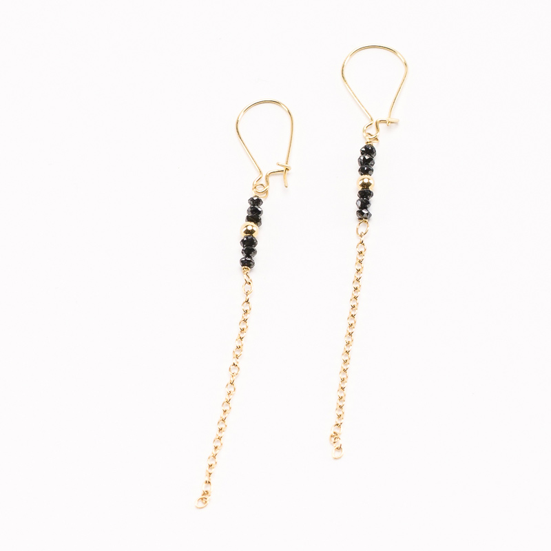 Boucles d'oreilles Les Divines or et diamants noirs