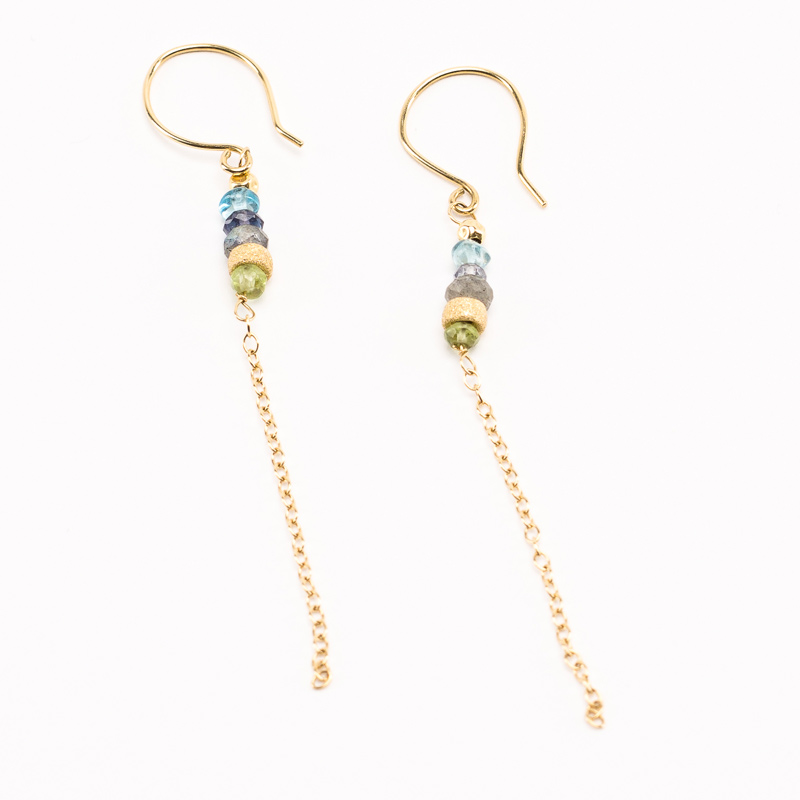 Boucles d'oreilles Les Rveuses or et tourmaline