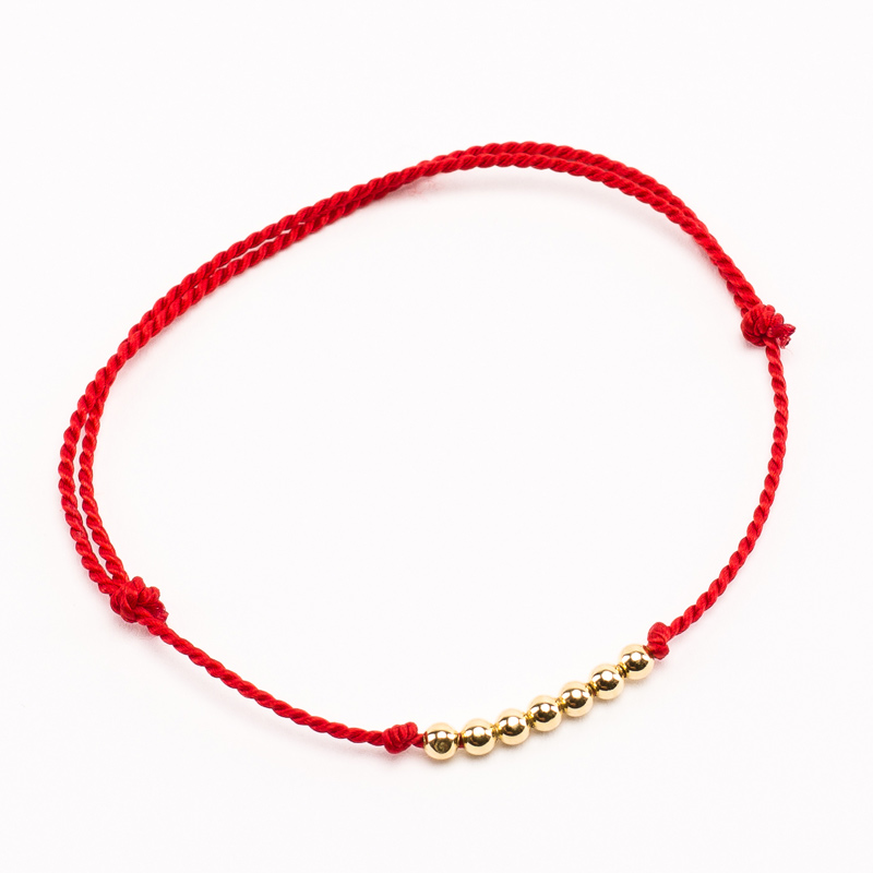 Bracelet Vibration cordon rouge soie et or