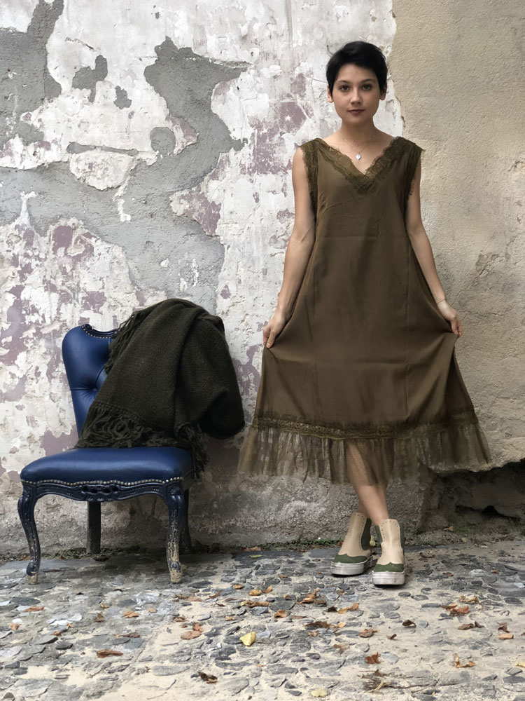 Robe longue Nuisette Coco Kaki - Collection Tulle Robe longue Nuisette Coco Kaki - Collection Tulle